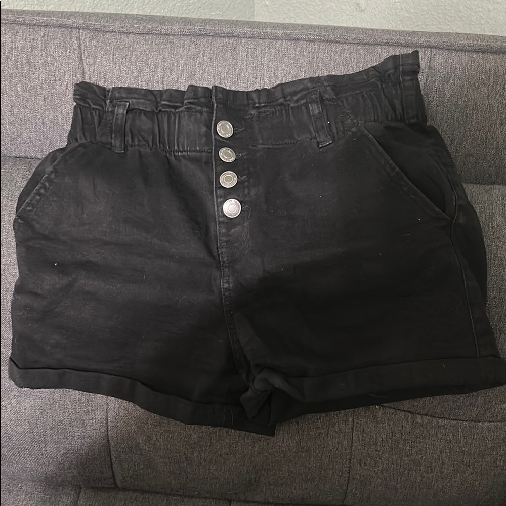 Vanilla Star Black High Waist Denim Shorts